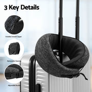 Wanderlite Travel Pillows for Airplanes Ergonomic Memory Foam Neck Pillow, Breathable & Washable Cover, TR-PI-RND-01-GY