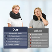 Wanderlite Travel Pillows for Airplanes Ergonomic Memory Foam Neck Pillow, Breathable & Washable Cover, TR-PI-RND-01-GY