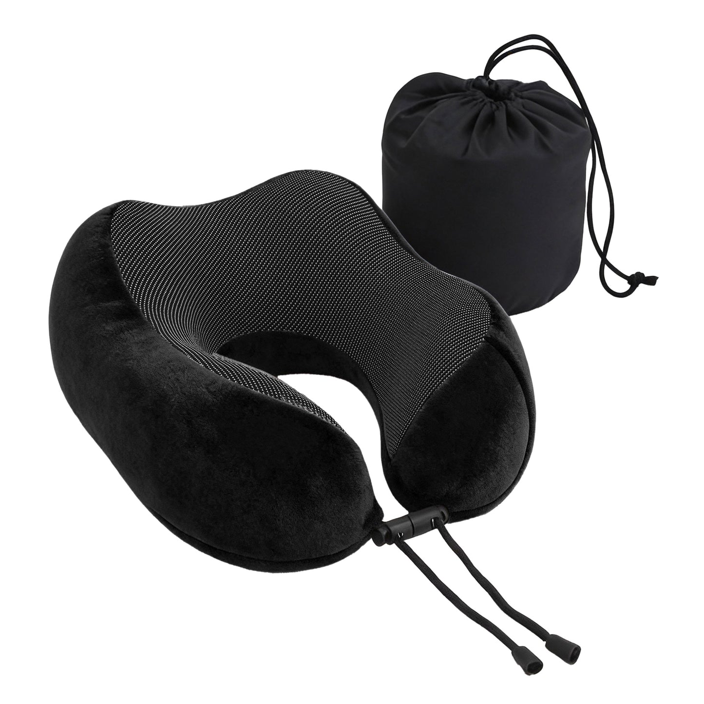 Wanderlite Travel Pillow for Airplanes Memory Foam Neck Pillows for Traveling, Soft & Washable Cover with TR-PI-U-01-BK