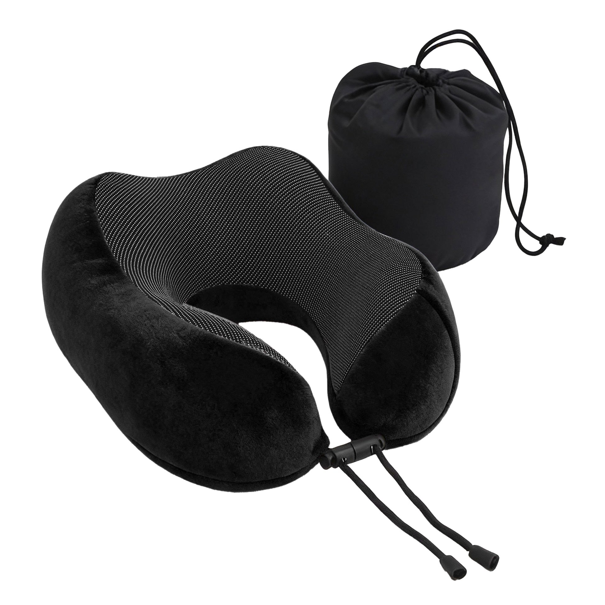 Wanderlite Travel Pillow for Airplanes Memory Foam Neck Pillows for Traveling, Soft & Washable Cover with TR-PI-U-01-BK