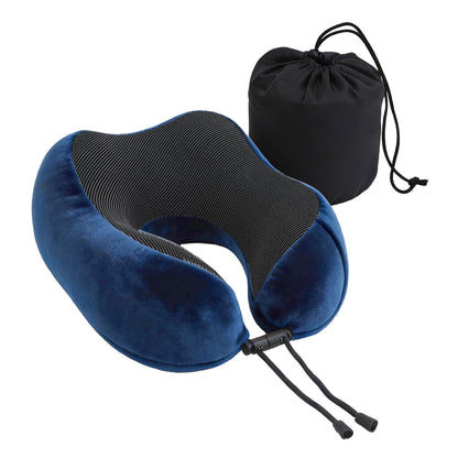 Wanderlite Travel Pillow for Airplanes Memory Foam Neck Pillows for Traveling, Soft & Washable Cover with TR-PI-U-01-BL