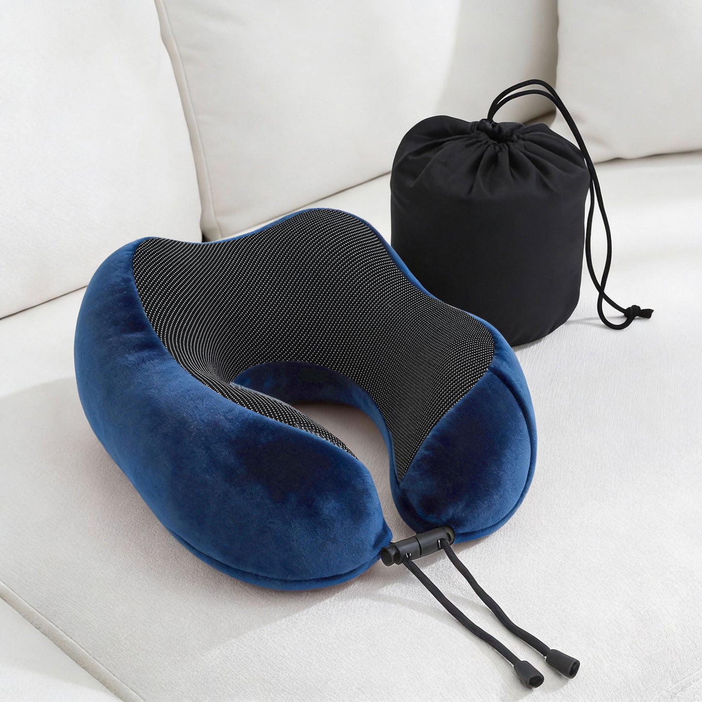 Wanderlite Travel Pillow for Airplanes Memory Foam Neck Pillows for Traveling, Soft & Washable Cover with TR-PI-U-01-BL