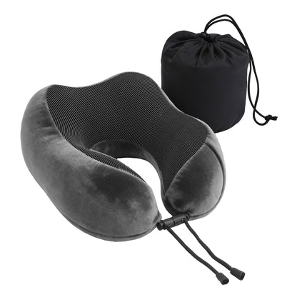 Wanderlite Travel Pillow for Airplanes Memory Foam Neck Pillows for Traveling, Soft & Washable Cover with TR-PI-U-01-GY