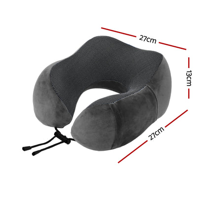 Wanderlite Travel Pillow for Airplanes Memory Foam Neck Pillows for Traveling, Soft & Washable Cover with TR-PI-U-01-GY