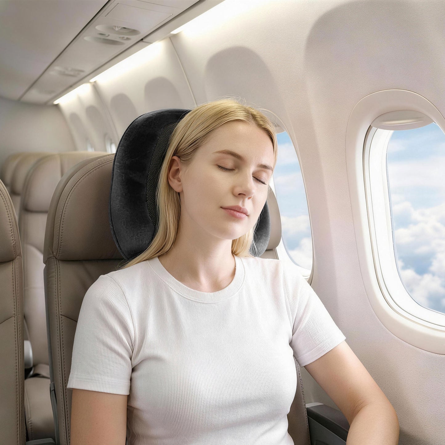 Wanderlite Travel Pillow for Airplanes Memory Foam Neck Pillows for Traveling, Soft & Washable Cover with TR-PI-U-01-GY