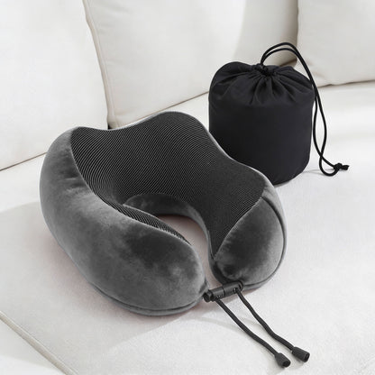 Wanderlite Travel Pillow for Airplanes Memory Foam Neck Pillows for Traveling, Soft & Washable Cover with TR-PI-U-01-GY