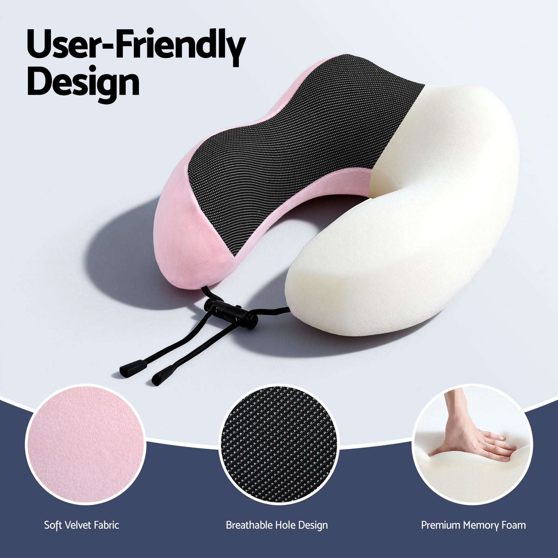 Wanderlite Travel Pillow for Airplanes Memory Foam Neck Pillows for Traveling, Soft & Washable Cover with TR-PI-U-01-PK