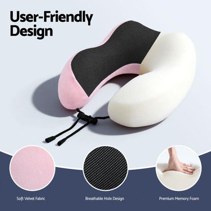 Wanderlite Travel Pillow for Airplanes Memory Foam Neck Pillows for Traveling, Soft & Washable Cover with TR-PI-U-01-PK