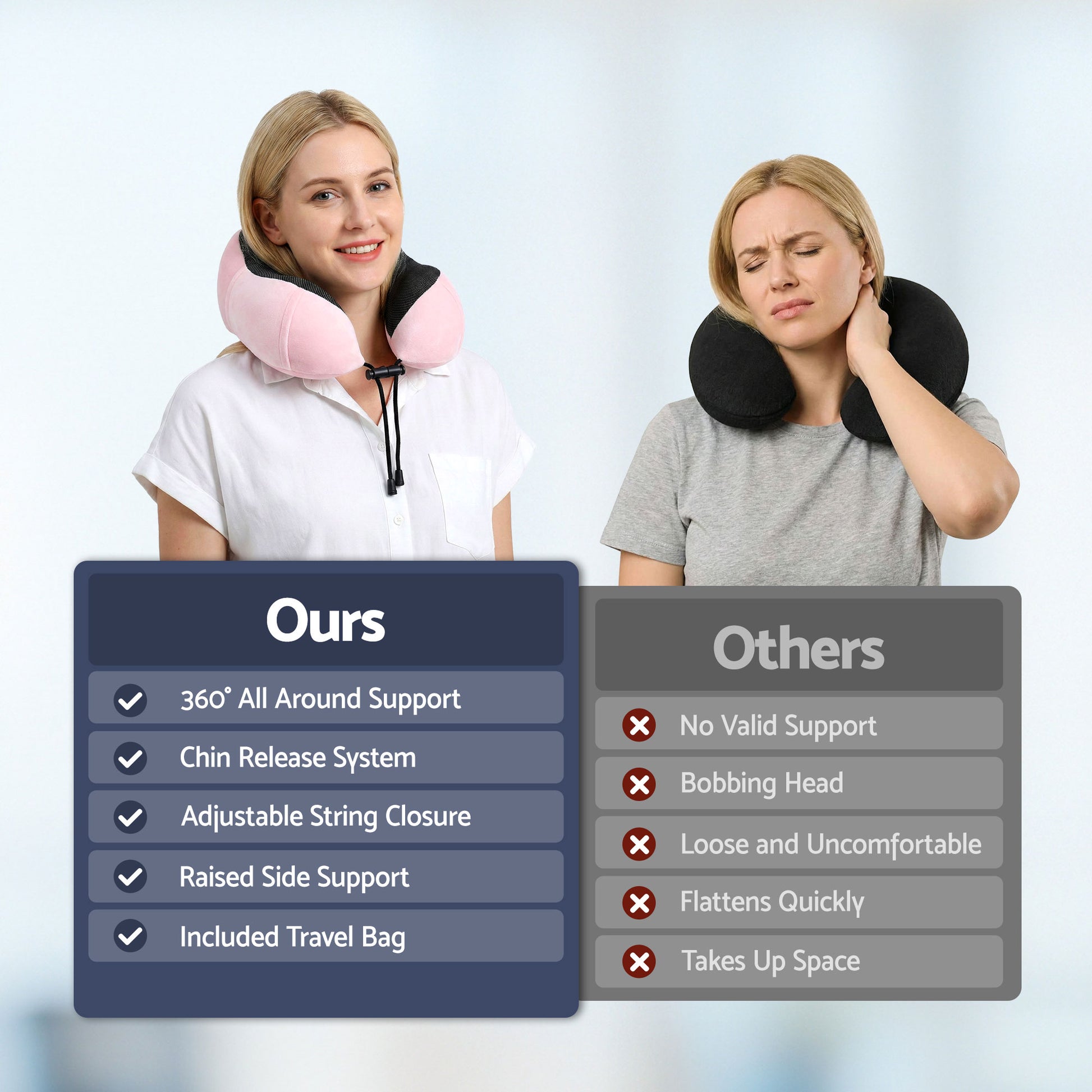 Wanderlite Travel Pillow for Airplanes Memory Foam Neck Pillows for Traveling, Soft & Washable Cover with TR-PI-U-01-PK