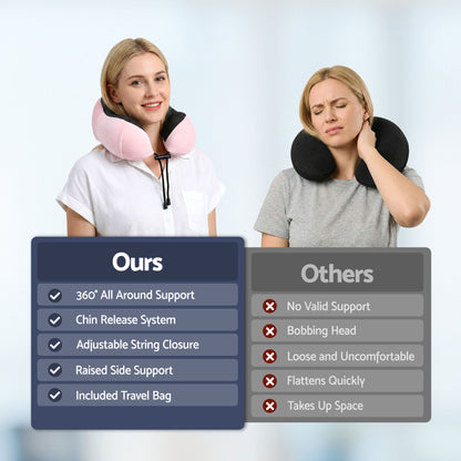 Wanderlite Travel Pillow for Airplanes Memory Foam Neck Pillows for Traveling, Soft & Washable Cover with TR-PI-U-01-PK