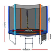 Everfit 8FT Trampoline for Kids w/ Ladder Enclosure Safety Net Pad Gift Round TRAMPO-B-8FT-MC