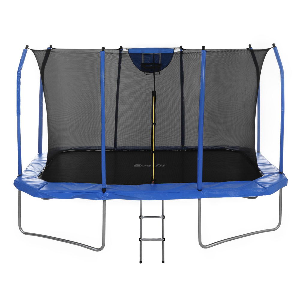 Everfit 12FT Trampoline Kids Rectangle Rebounder with Basketball Set Safety Net TRAMPO-C-8X12FT-BL-AB