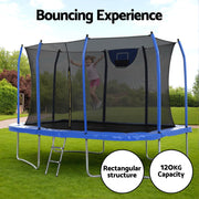 Everfit 12FT Trampoline Kids Rectangle Rebounder with Basketball Set Safety Net TRAMPO-C-8X12FT-BL-AB