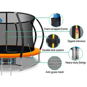 Everfit 10FT Trampoline for Kids w/ Ladder Enclosure Safety Net Rebounder Orange TRAMPO-C-C10-OR-AB