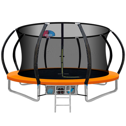 Everfit 12FT Trampoline for Kids w/ Ladder Trampoline Enclosure Safety Net Rebounder Orange TRAMPO-C-C12-OR-AB