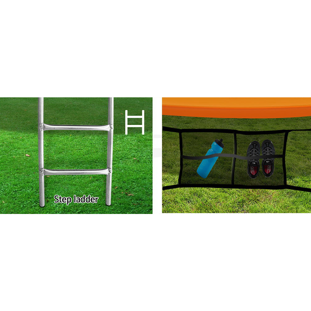14ft Trampoline Everfit Kids Trampoline Rebounder w/ Ladder Basketball Hoop Orange TRAMPO-C-C14-OR-ABC