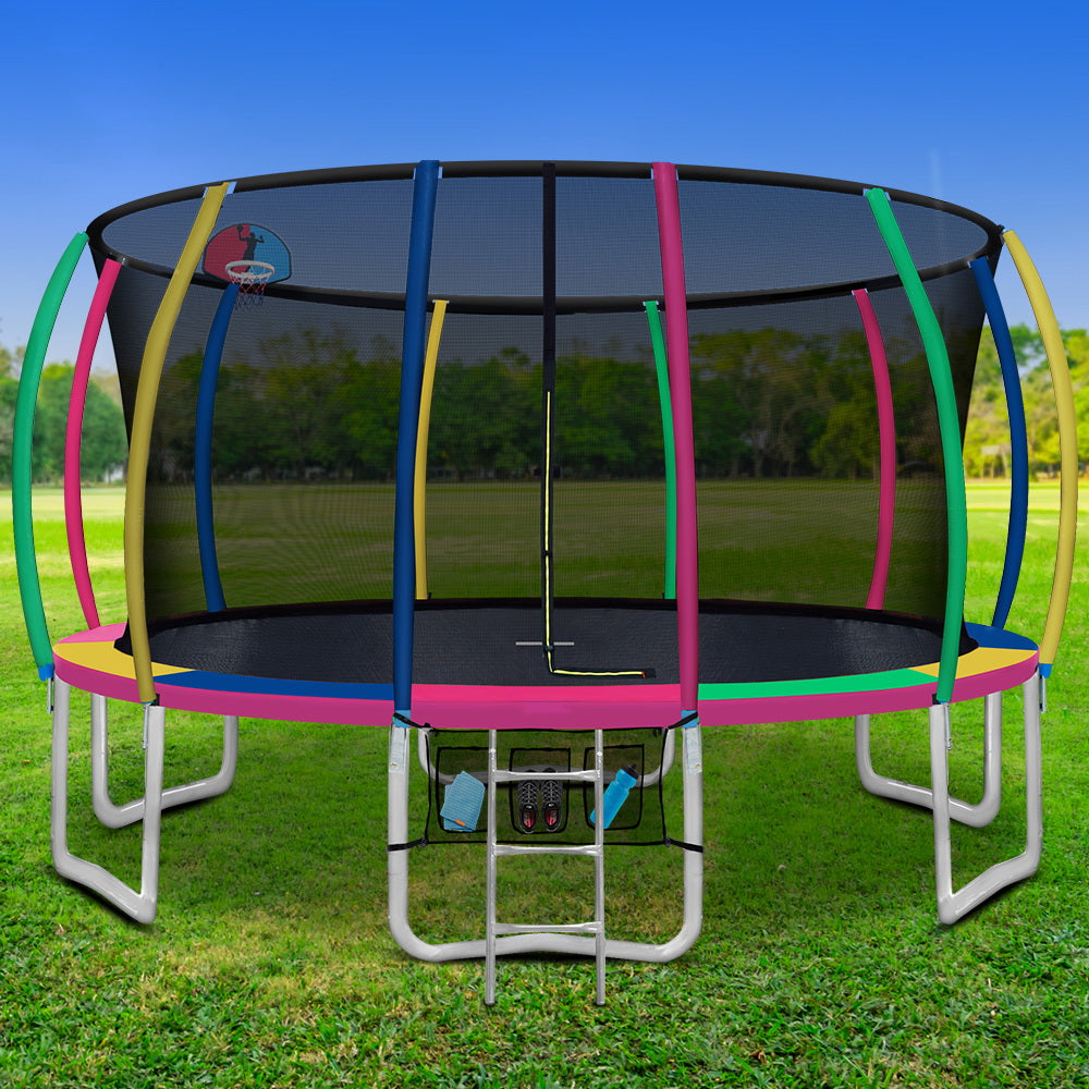 Everfit 16FT Trampoline for Kids w/ Ladder Enclosure Safety Net Rebounder Colors TRAMPO-C-C16-MC-ABC