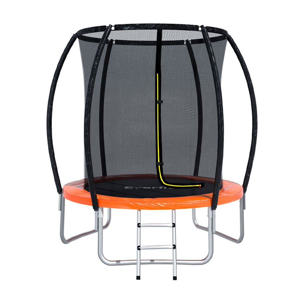 Everfit 6FT Trampoline for Kids w/ Ladder Trampoline Enclosure Safety Net Rebounder Orange TRAMPO-C-C6-OR