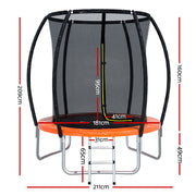 Everfit 6FT Trampoline for Kids w/ Ladder Trampoline Enclosure Safety Net Rebounder Orange TRAMPO-C-C6-OR