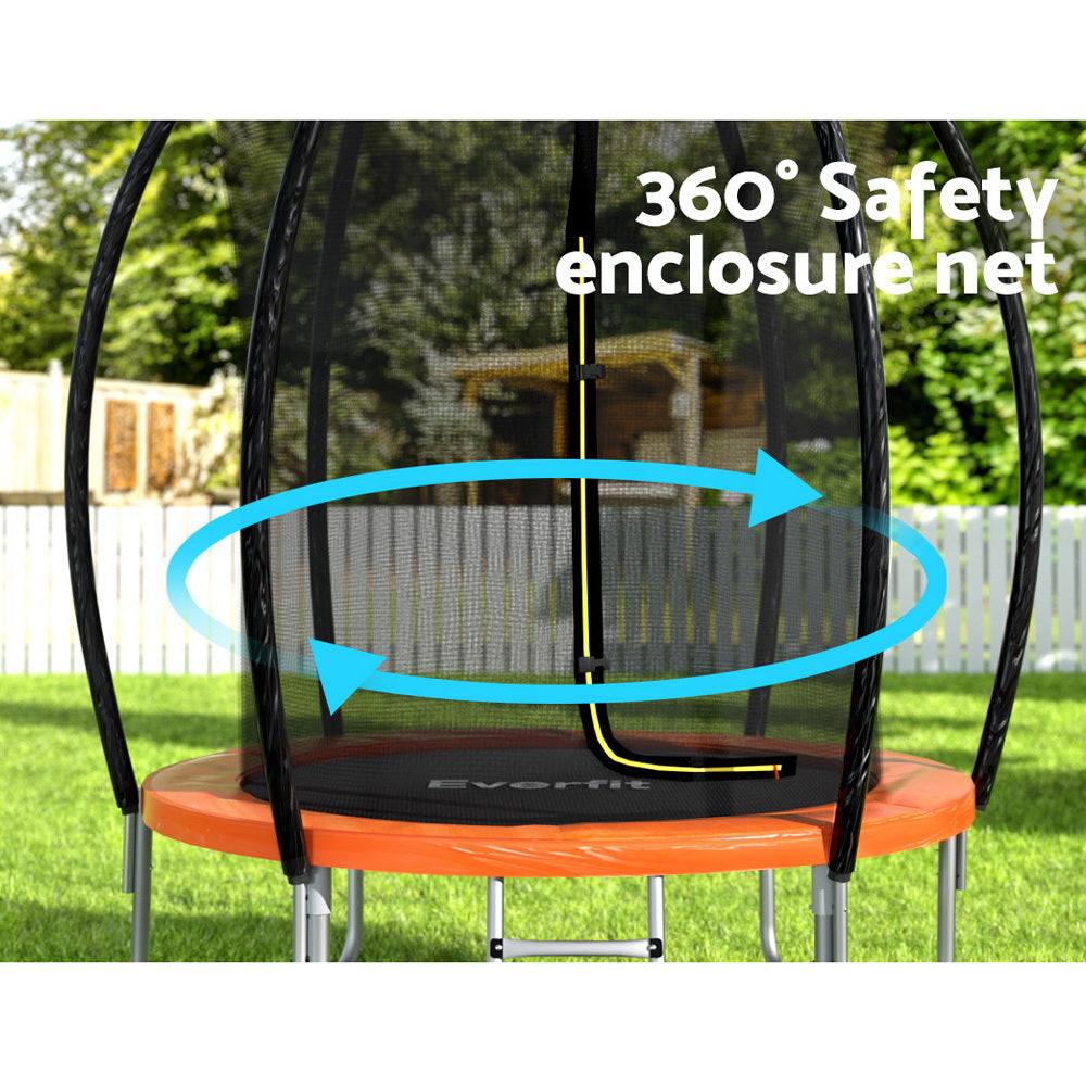 Everfit 6FT Trampoline for Kids w/ Ladder Trampoline Enclosure Safety Net Rebounder Orange TRAMPO-C-C6-OR