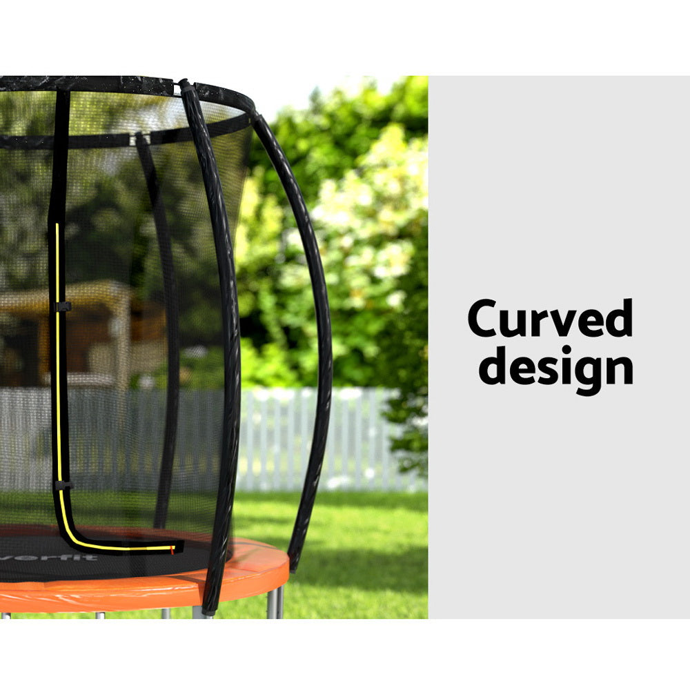 Everfit 6FT Trampoline for Kids w/ Ladder Trampoline Enclosure Safety Net Rebounder Orange TRAMPO-C-C6-OR
