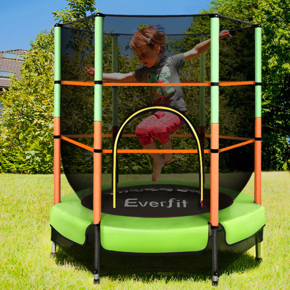 Everfit 4.5FT Trampoline for Kids Trampoline w/ Enclosure Safety Net Rebounder Gift Green TRAMPO-C-MINI45-GN