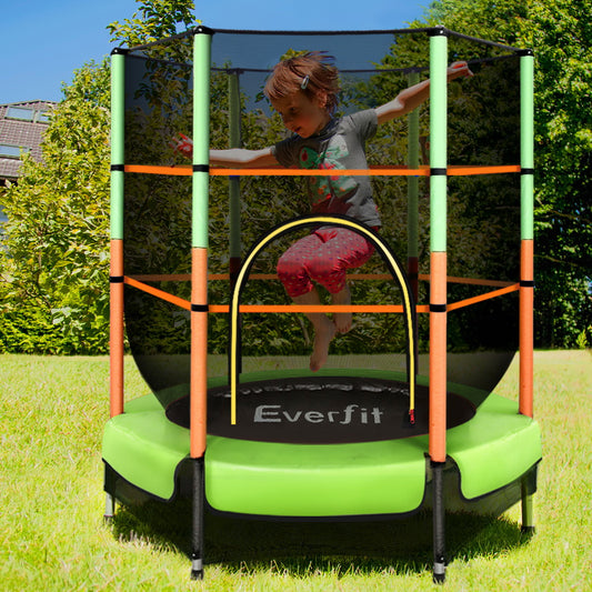 Everfit 4.5FT Trampoline for Kids Trampoline w/ Enclosure Safety Net Rebounder Gift Green TRAMPO-C-MINI45-GN