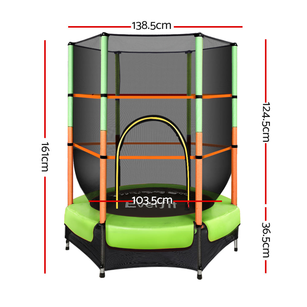 Everfit 4.5FT Trampoline for Kids Trampoline w/ Enclosure Safety Net Rebounder Gift Green TRAMPO-C-MINI45-GN