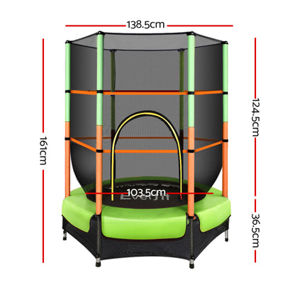 Everfit 4.5FT Trampoline for Kids Trampoline w/ Enclosure Safety Net Rebounder Gift Green TRAMPO-C-MINI45-GN