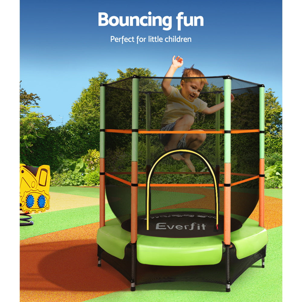 Everfit 4.5FT Trampoline for Kids Trampoline w/ Enclosure Safety Net Rebounder Gift Green TRAMPO-C-MINI45-GN