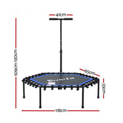 Everfit 48inch Hexagon Fitness Trampoline Rebounder Adjustable Handrail Blue