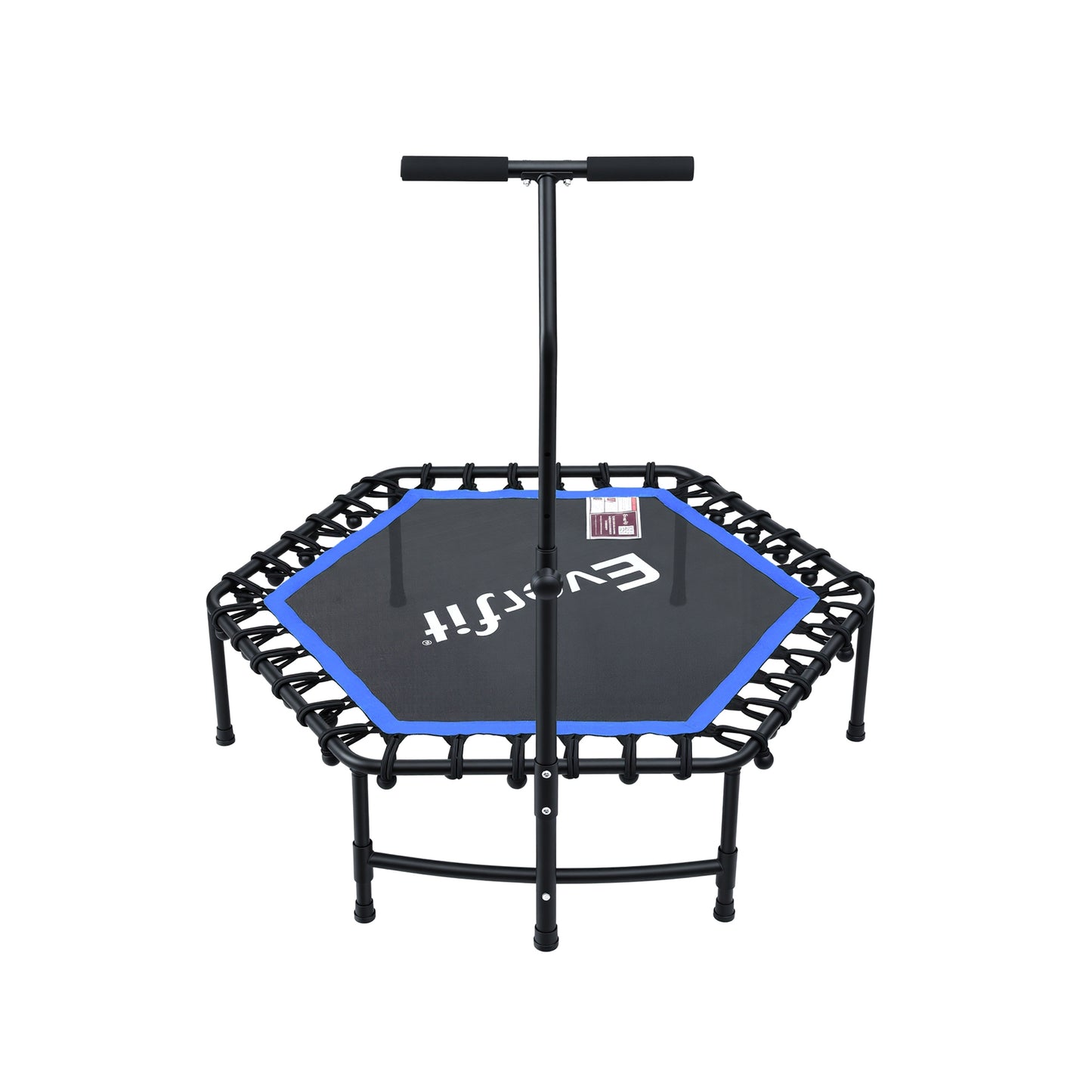 Everfit 48inch Hexagon Fitness Trampoline Rebounder Adjustable Handrail Blue TRAMPO-C-MINI48-H-BLBK