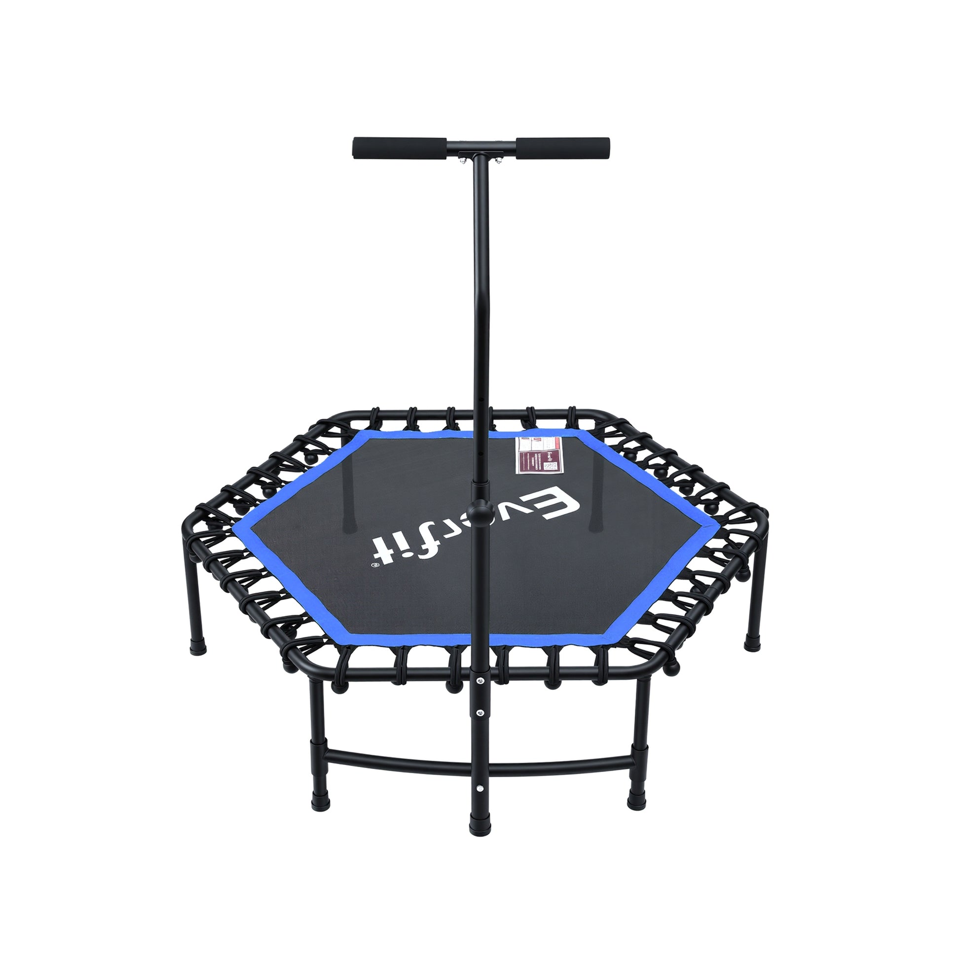 Everfit 48inch Hexagon Fitness Trampoline Rebounder Adjustable Handrail Blue TRAMPO-C-MINI48-H-BLBK