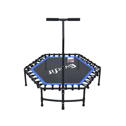 Everfit 48inch Hexagon Fitness Trampoline Rebounder Adjustable Handrail Blue TRAMPO-C-MINI48-H-BLBK