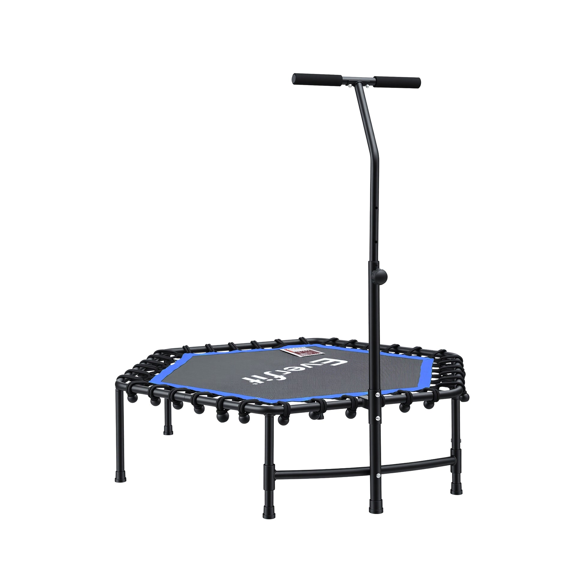 Everfit 48inch Hexagon Fitness Trampoline Rebounder Adjustable Handrail Blue TRAMPO-C-MINI48-H-BLBK