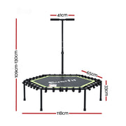 Everfit 48inch Hexagon Fitness Trampoline Rebounder Adjustable Handrail Green