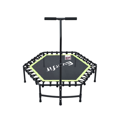Everfit 48inch Hexagon Fitness Trampoline Rebounder Adjustable Handrail Green TRAMPO-C-MINI48-H-GNBK