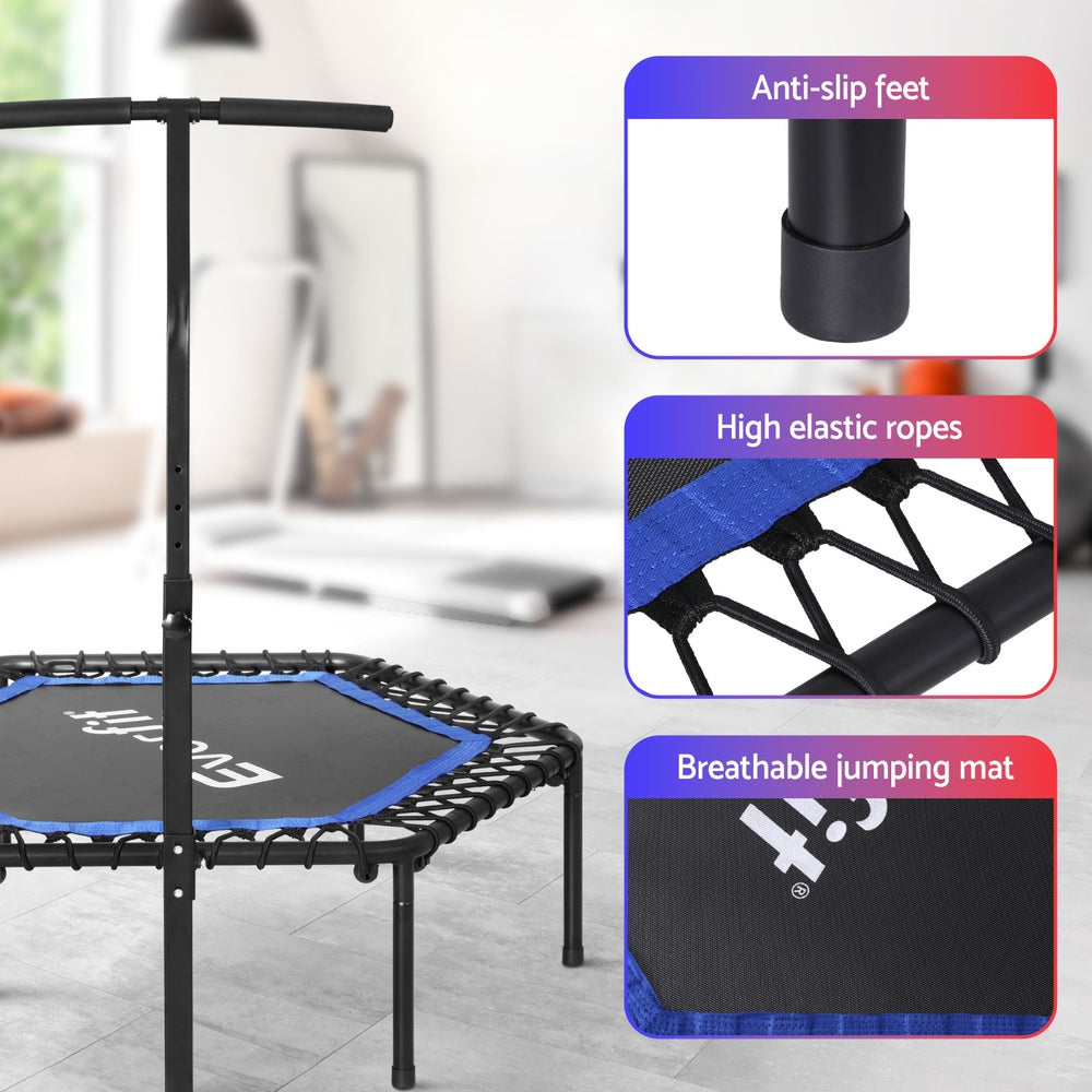 48inch Everfit Trampoline Fitness Trampoline Rebounder TRAMPO-C-MINI48-HEX-BLBK