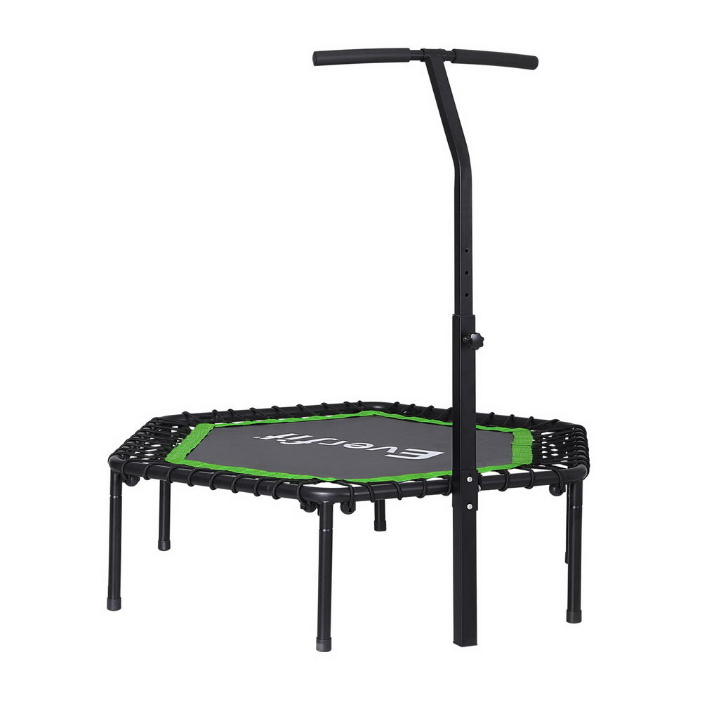 Everfit 48inch Hexagon Fitness Trampoline Rebounder Adjustable Handrail Green TRAMPO-C-MINI48-HEX-GNBK