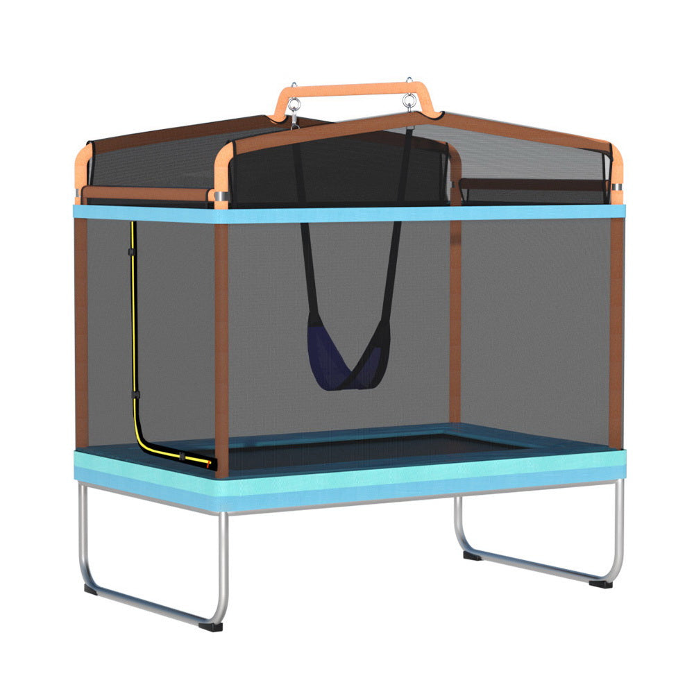 Everfit 6FT Trampoline Kids Rectangle Trampoline w/ Swing Enclosure Safety Net Orange TRAMPO-C-R6-BLOR