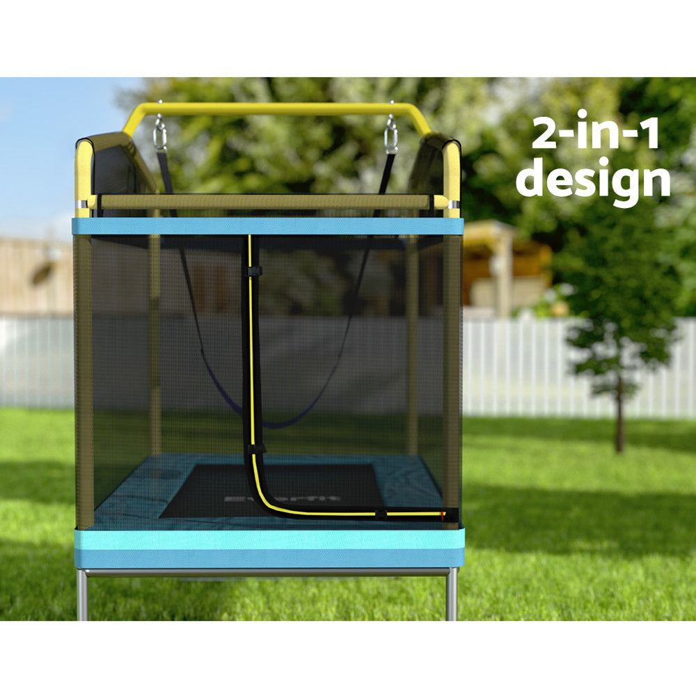 Everfit 6FT Trampoline for Kids w/ Enclosure Safety Net Swing Rectangle Yellow TRAMPO-C-R6-BLYE