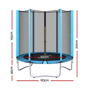 Everfit Trampoline 6FT Kids Trampolines Safety Net Pad Round Blue TRAMPO-D-6FT-BL