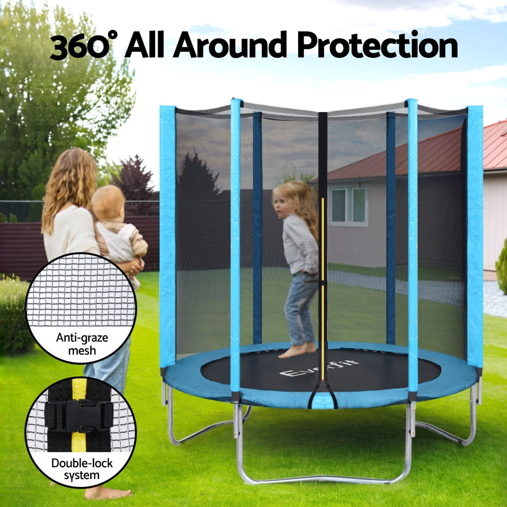 Everfit Trampoline 6FT Kids Trampolines Safety Net Pad Round Blue TRAMPO-D-6FT-BL