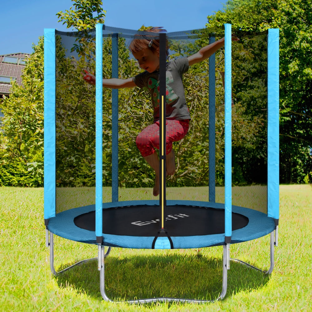 Everfit Trampoline 6FT Kids Trampolines Safety Net Pad Round Blue TRAMPO-D-6FT-BL