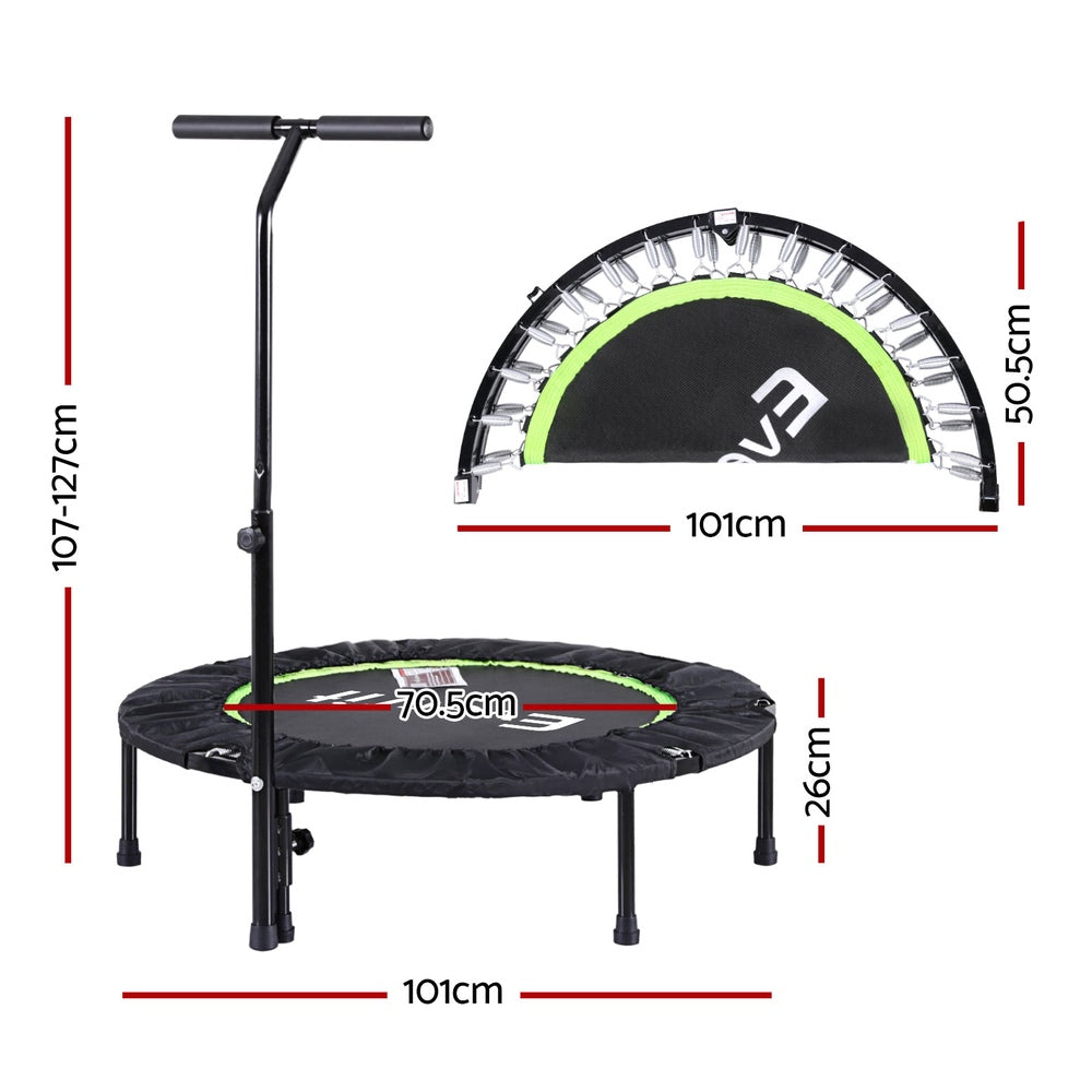 Everfit 40inch Fitness Foldable Trampoline Jumping Rebounder Home Gym Handrail TRAMPO-D-FOLD40-R-GN