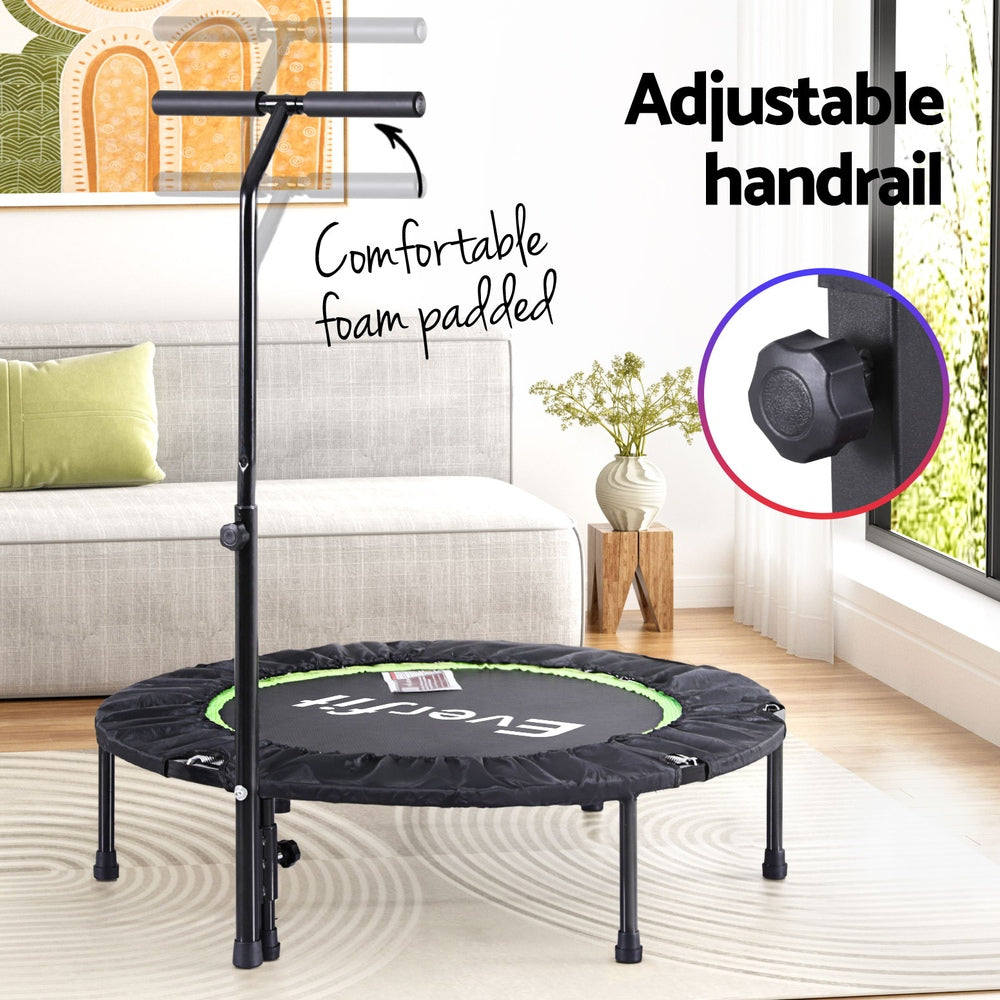 Everfit 40inch Fitness Foldable Trampoline Jumping Rebounder Home Gym Handrail TRAMPO-D-FOLD40-R-GN