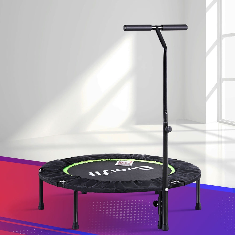 Everfit 40inch Fitness Foldable Trampoline Jumping Rebounder Home Gym Handrail TRAMPO-D-FOLD40-R-GN