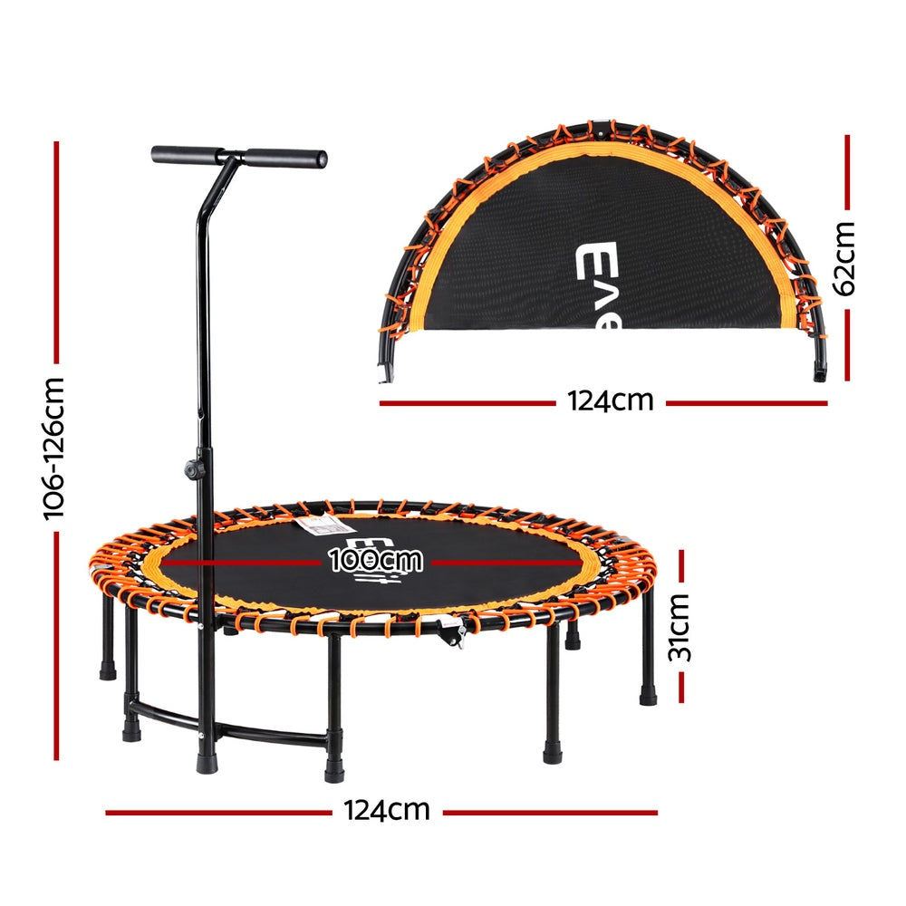 Everfit 48inch Fitness Foldable Trampoline Jumping Rebounder Home Gym Handrail TRAMPO-D-FOLD48-R-OR