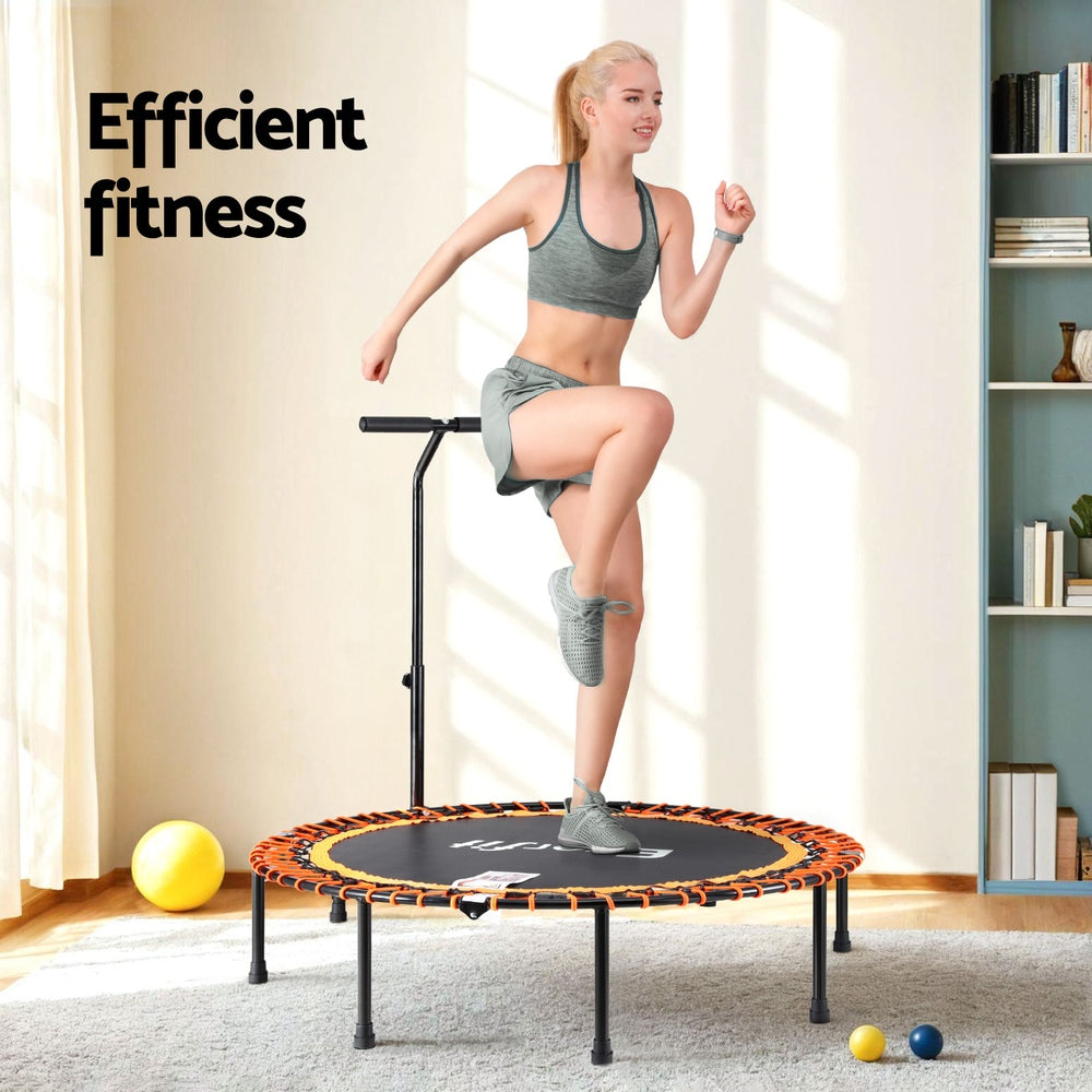 Everfit 48inch Fitness Foldable Trampoline Jumping Rebounder Home Gym Handrail TRAMPO-D-FOLD48-R-OR