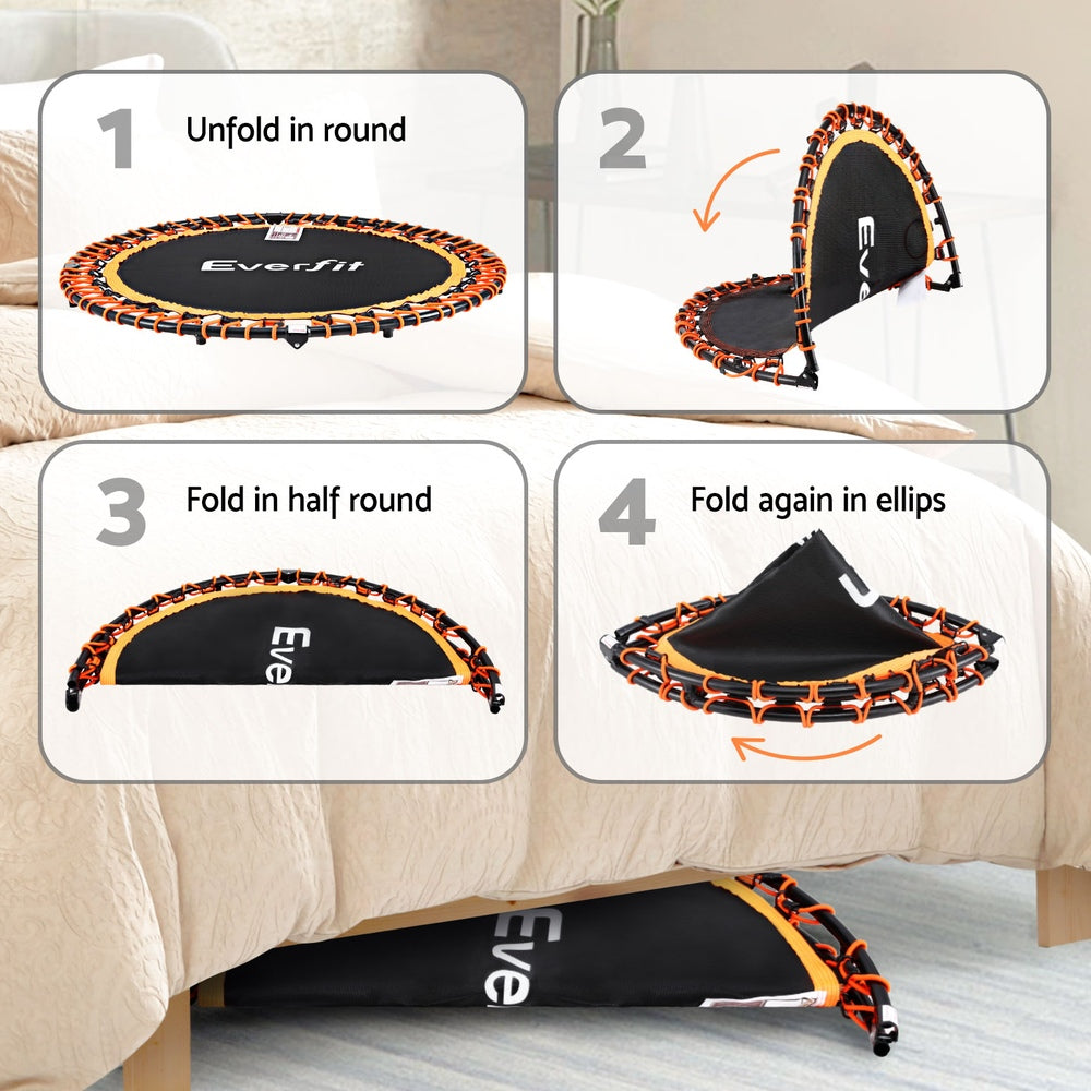 Everfit 48inch Fitness Foldable Trampoline Jumping Rebounder Home Gym Handrail TRAMPO-D-FOLD48-R-OR